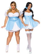 Gingham Dress With Lace Up Front And Split Skirt Accent.