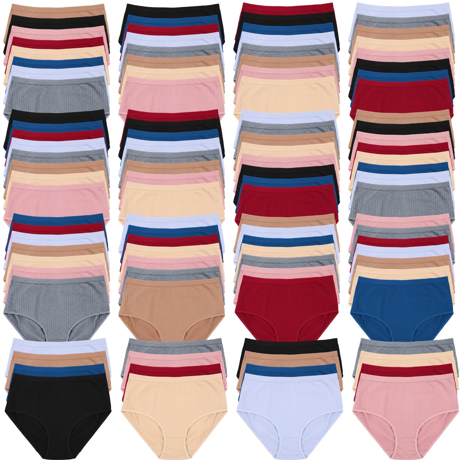 Cutecrop 100 PCS Woman Underwear Bulk - Mixed Colors Sizes Cotton Full Coverage Panty Wholesale for Donation Homeless Shelter(Cl