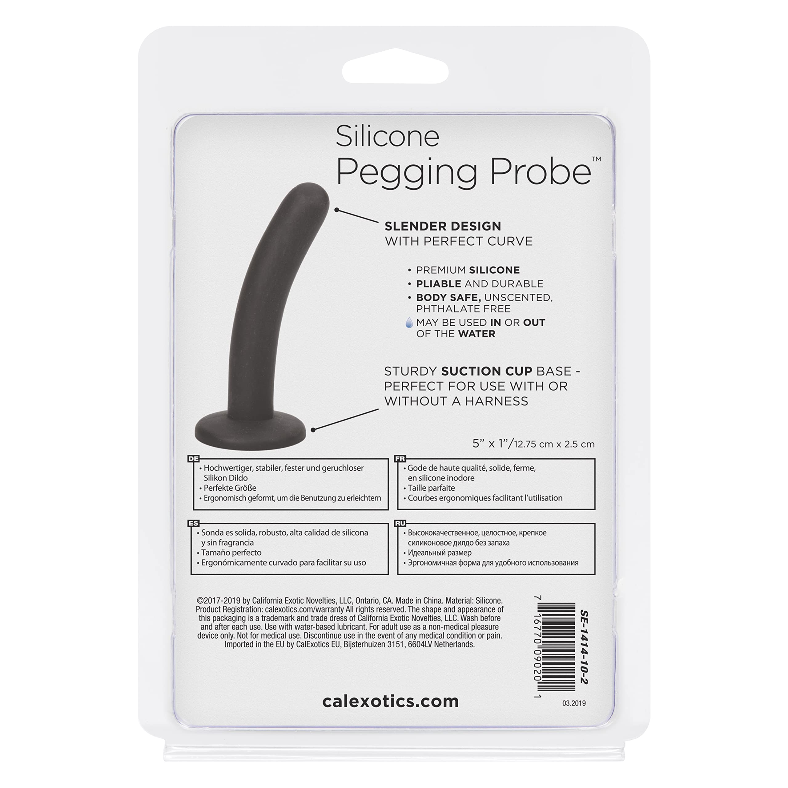 Calexotics Silicone Pegging Probe - Silicone Butt Plug With Suction Cup Base - Waterproof Anal Fetish Sex Toys For Couples - Bla