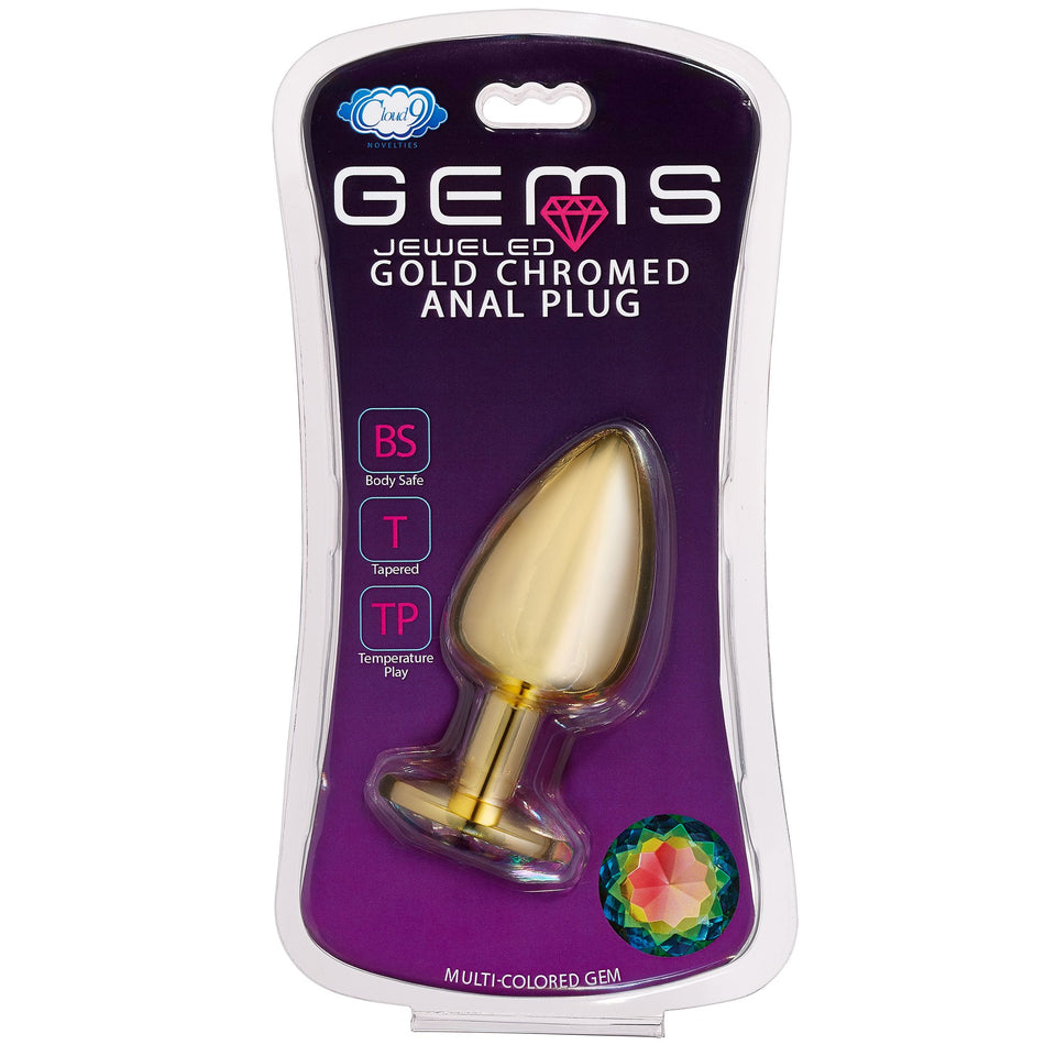 Cloud 9 Novelties Cloud 9 Novelties Gems Gold Chromed Anal Plug, Large
