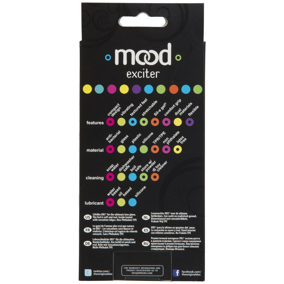 Doc Johnson Mood - Exciter - Ultraskyn - Dual Texture Stroker - Narrow Side Has Massage Beads, Wide Side Has Thick Ribbing - Dis
