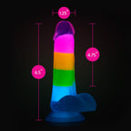 Neo Elite Glow In The Dark Rainbow Rave 6.5 Silicone Dual Density Dildo''