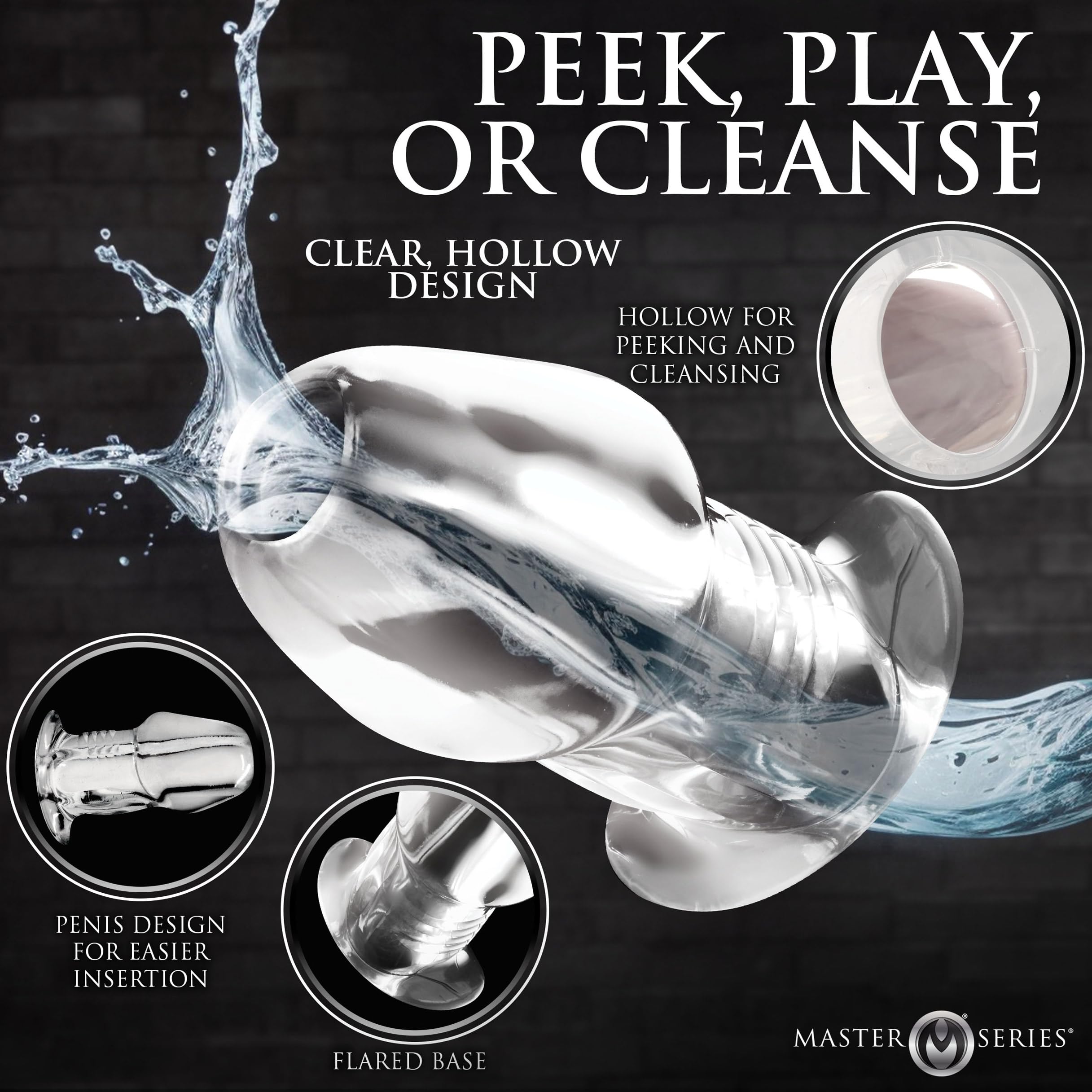 Master Series Dicked Clear HollowPlug XL