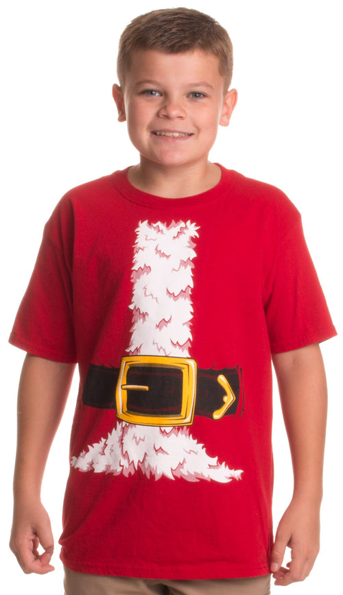 Ann Arbor T-shirt Co. Santa Claus Costume | Jumbo Print Novelty Christmas Holiday Humor Youth T-Shirt-Youth,S Red