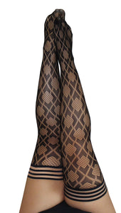 Kixies Elle Black Fishnet Diamond Size D