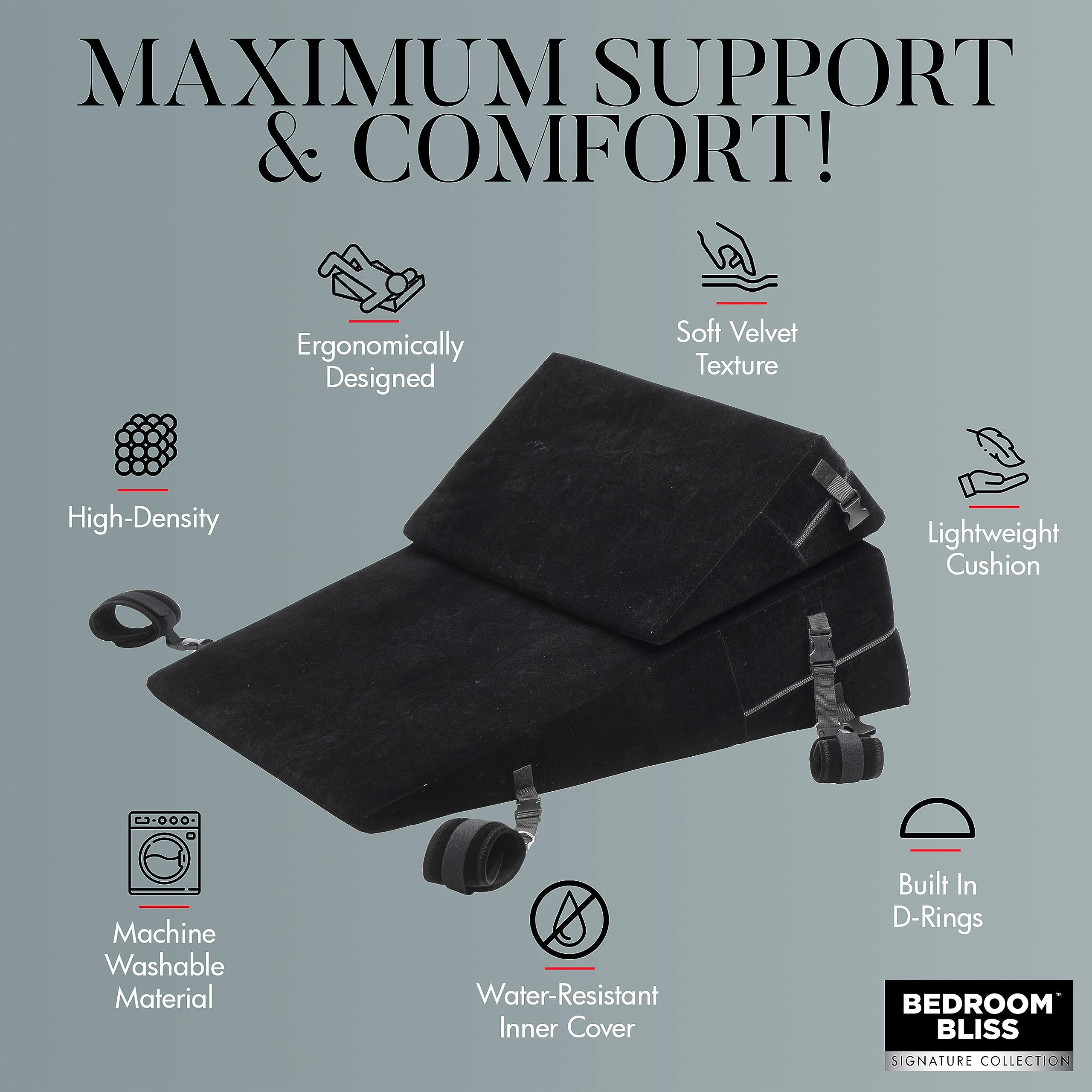 Bondage Cushion Set Bondage Foam Wedge Pillow Set  - Black