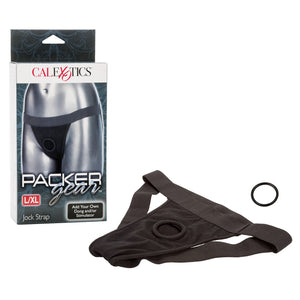 Calexotics Packer Gear Black Jock Strap Harness - Adult Sex Toy Strap On Dong Packer Probes For Couples - L / Xl