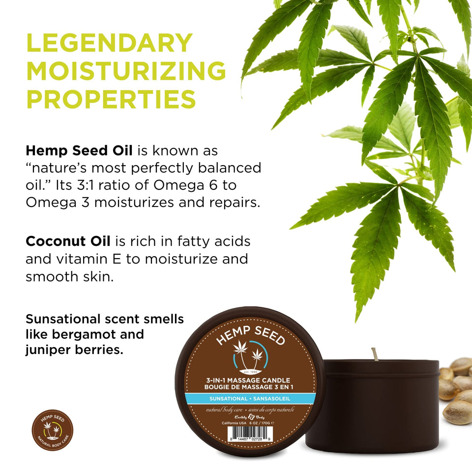 Hemp Seed 3In1 Massage Candle  Sunsational  6 Oz