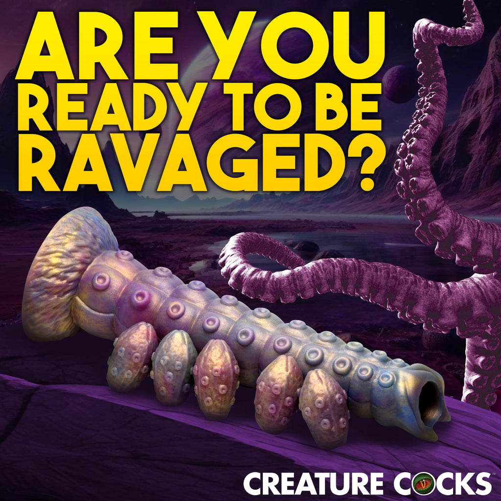 Creature Cocks Deep Invader Tentacle Ovipositor Silicone Dildo W/ Eggs
