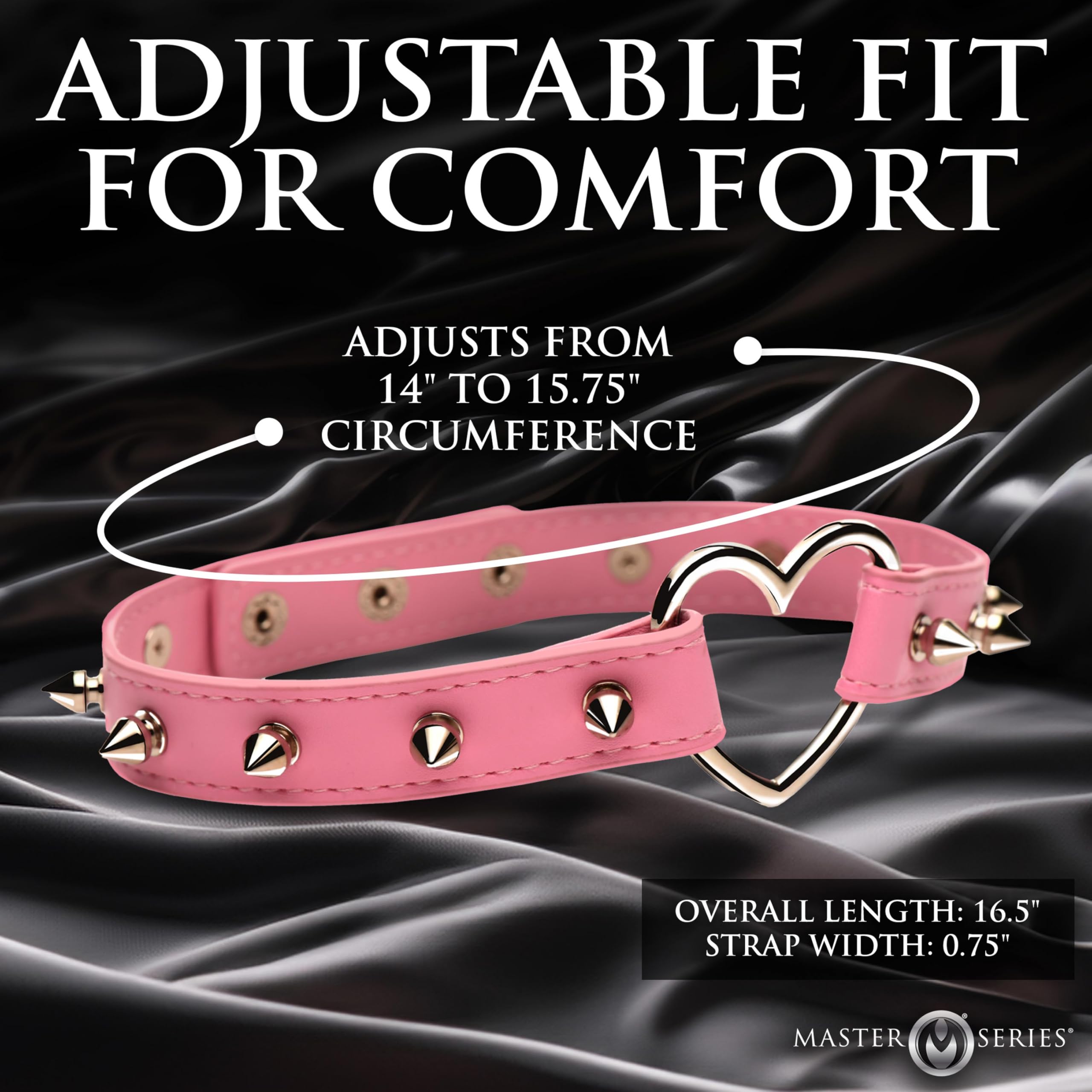 Master Series Spiked Heart Choker Pink