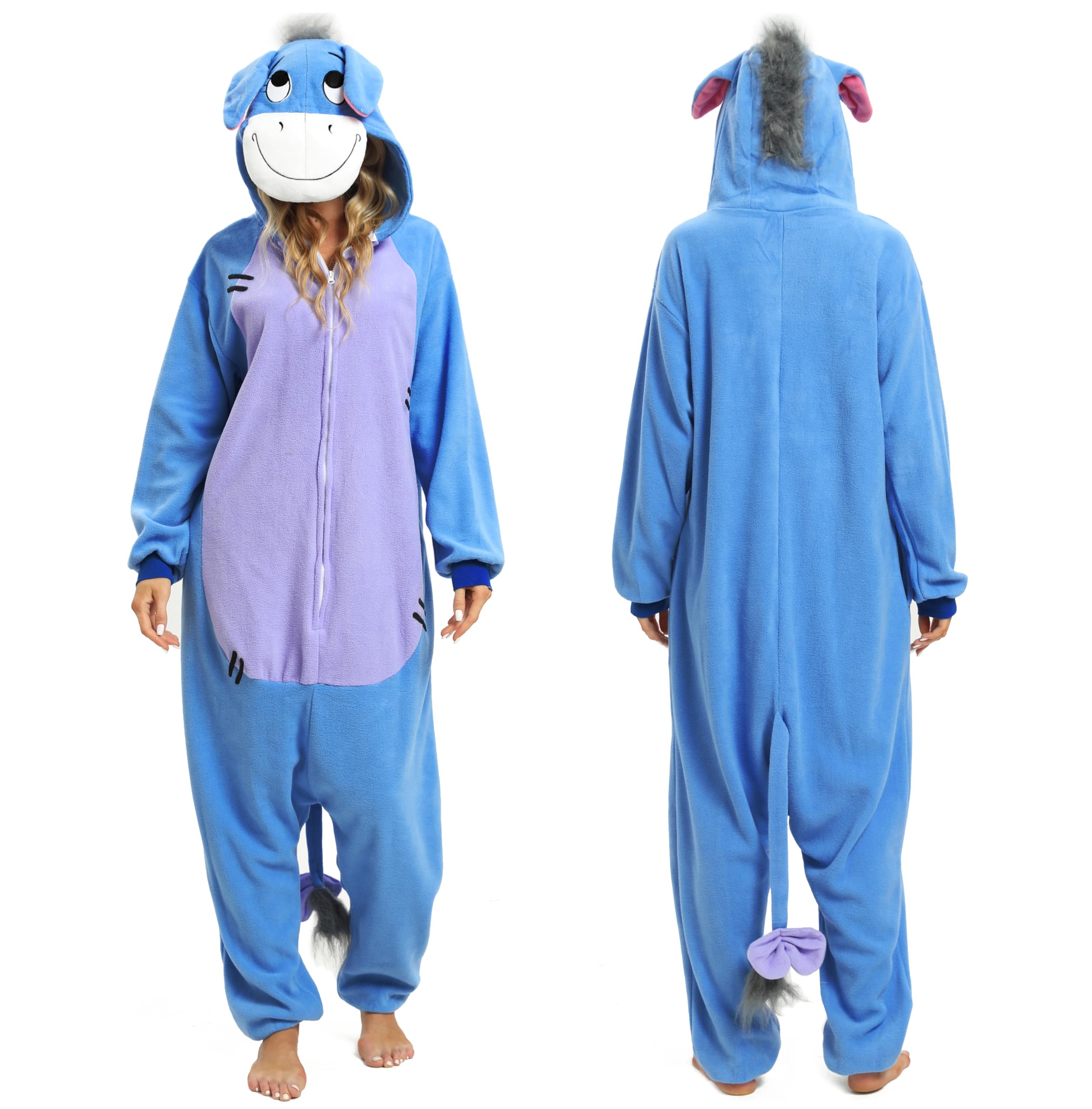 Wishliker Unisex Adult Onesie Donkey Costume Halloween Christmas Cosplay Animal Cartoon Pajamas