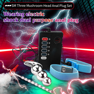 Adult Sex Toys Butt Plug Electric Trainer Kit Inserting Toys with Flared Base Metal Anal Plugs Prostate Massage Temperature Stim