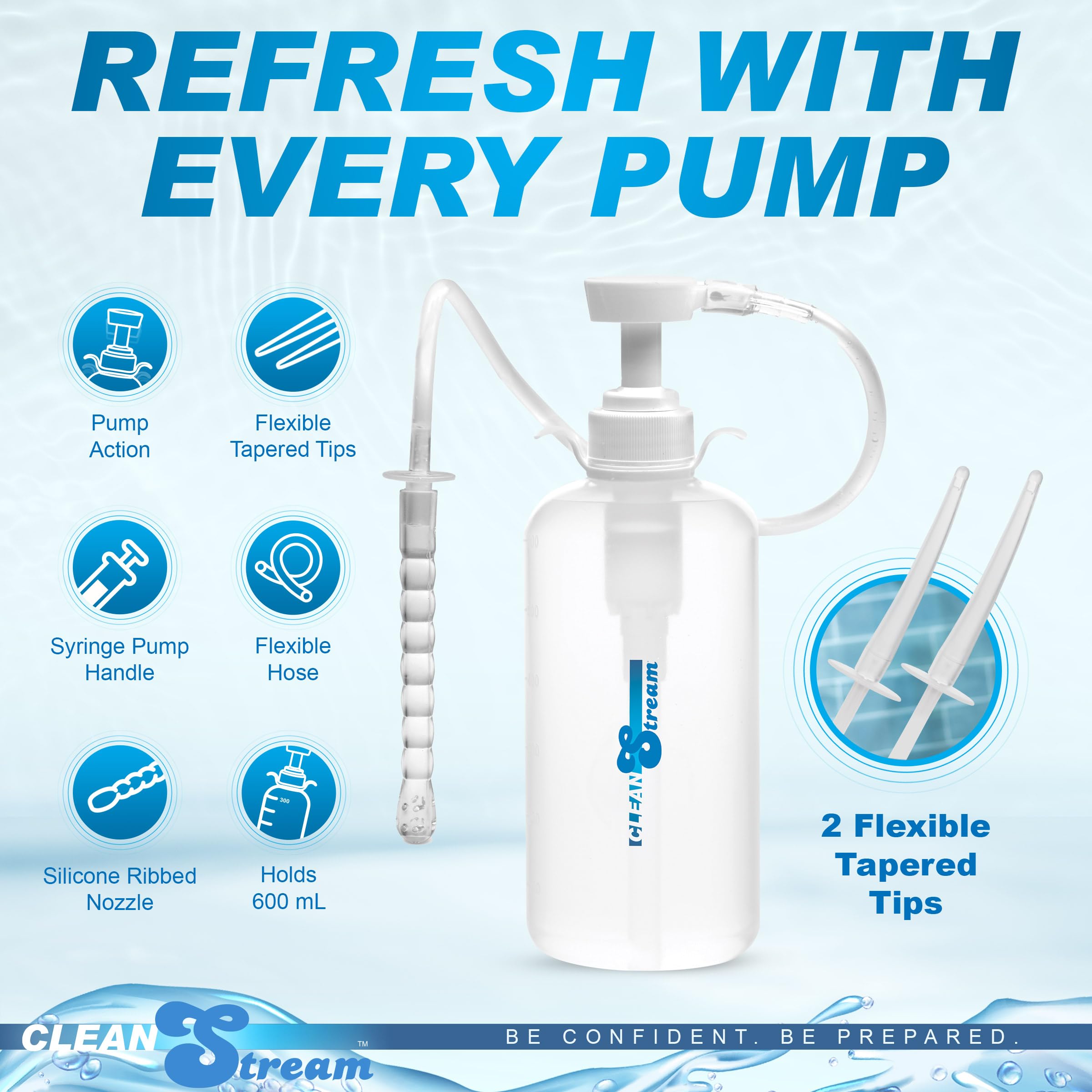CleanStream XL Enema Bottle 3Attachments