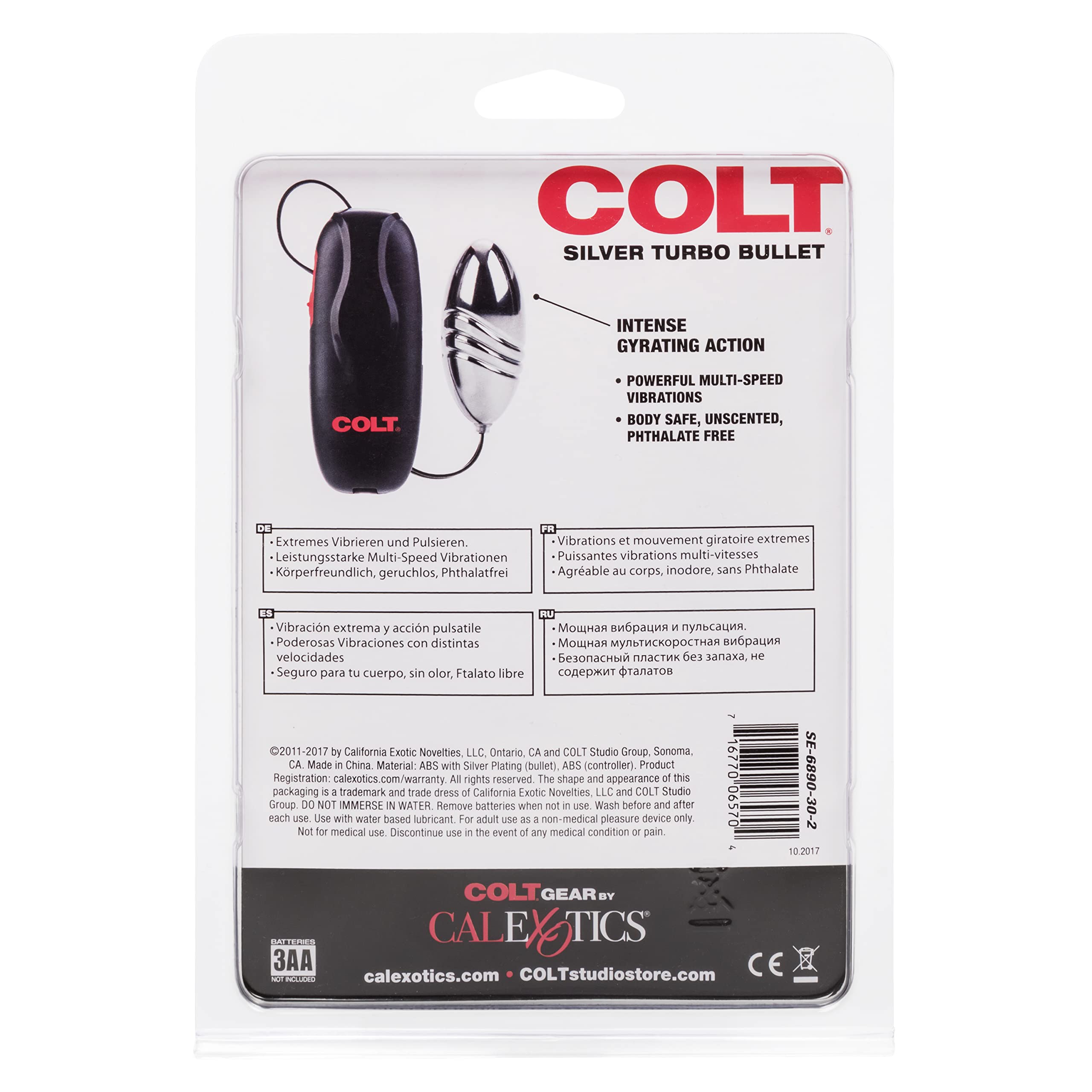 Calexotics Colt Turbo Bullet Vibrator - Waterproof Sex Toys For Couples - Wired Adult Vibe Egg Male P Spot Massager - Silicone Prostate Massager - Black
