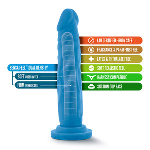 Blush Novelties, Neo, 7.5'' Sensa Feel Dual Density Realistic Dildo, Ultra Soft Lifelike 1.5'' Slim, Strapon Compatible Suction