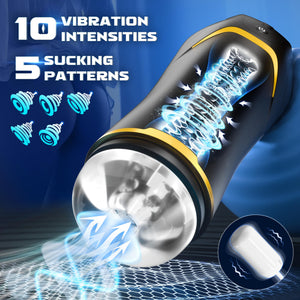 Male Masturbator Penis Pump, Sex Toys for Men with 5 Sucking & 10 Vibrating Modes, Hands-Free Sex Machine, Detachable Adult Toys