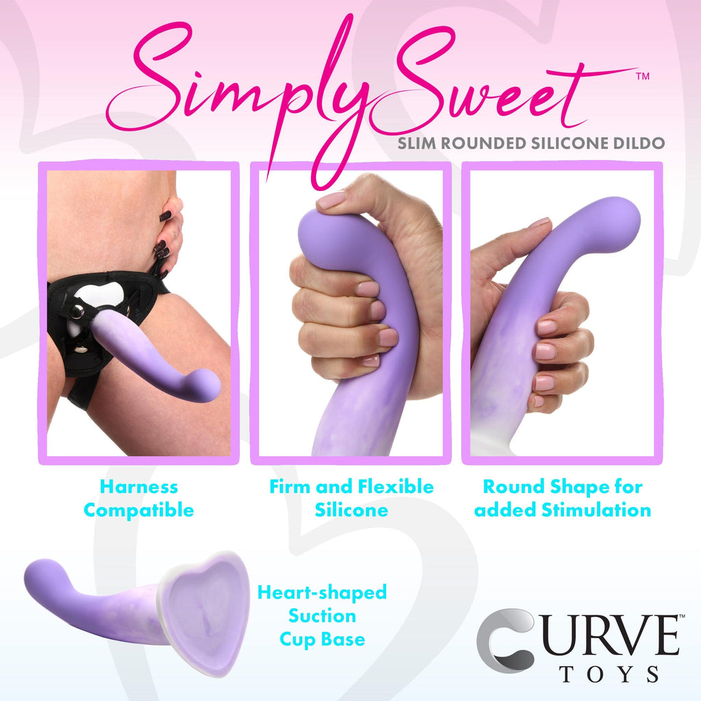 Simply Sweet Slim G-Spot Silicone Dildo Purple/White
