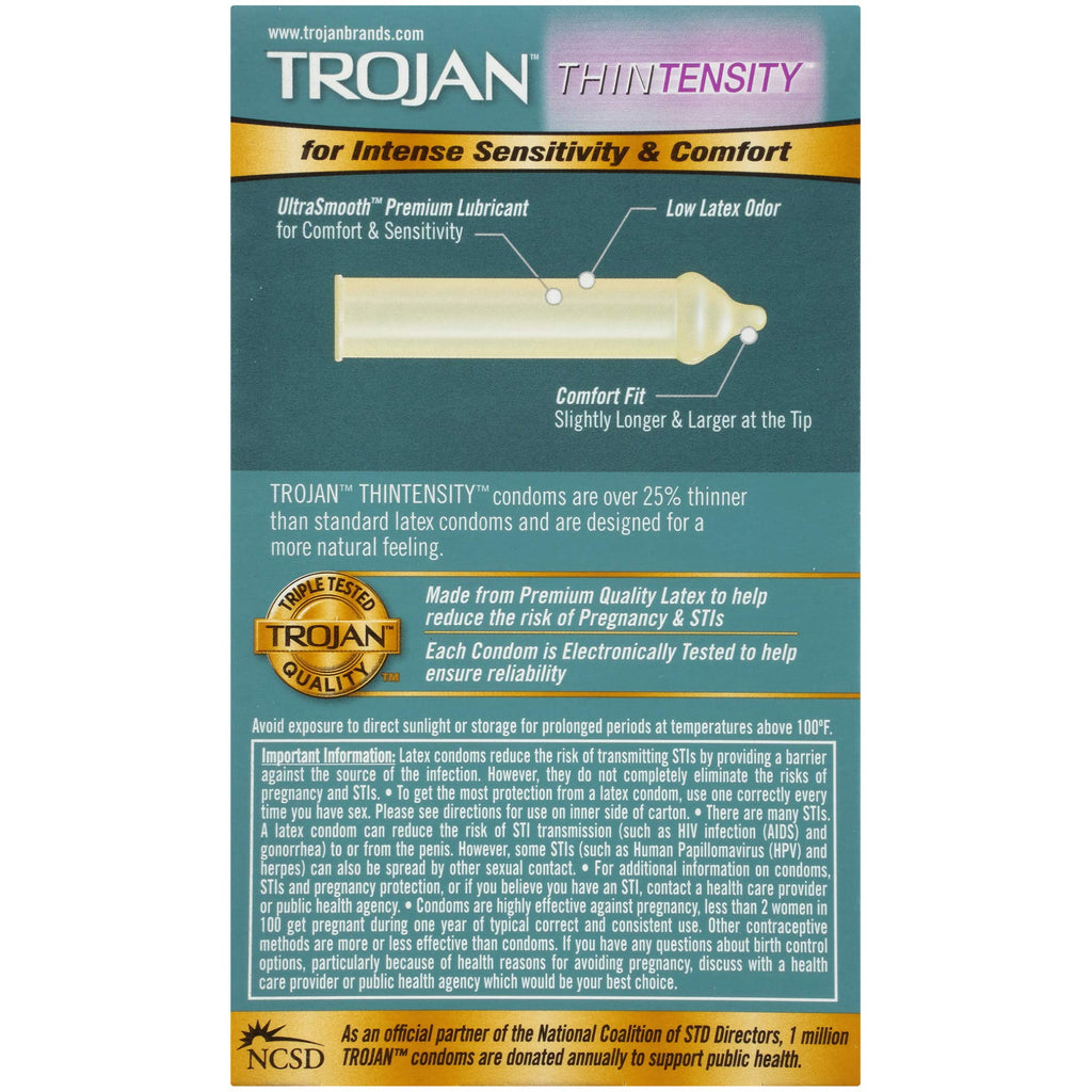 Trojan Thintensity Ultrasmooth Lubricated Condoms - 12 Count