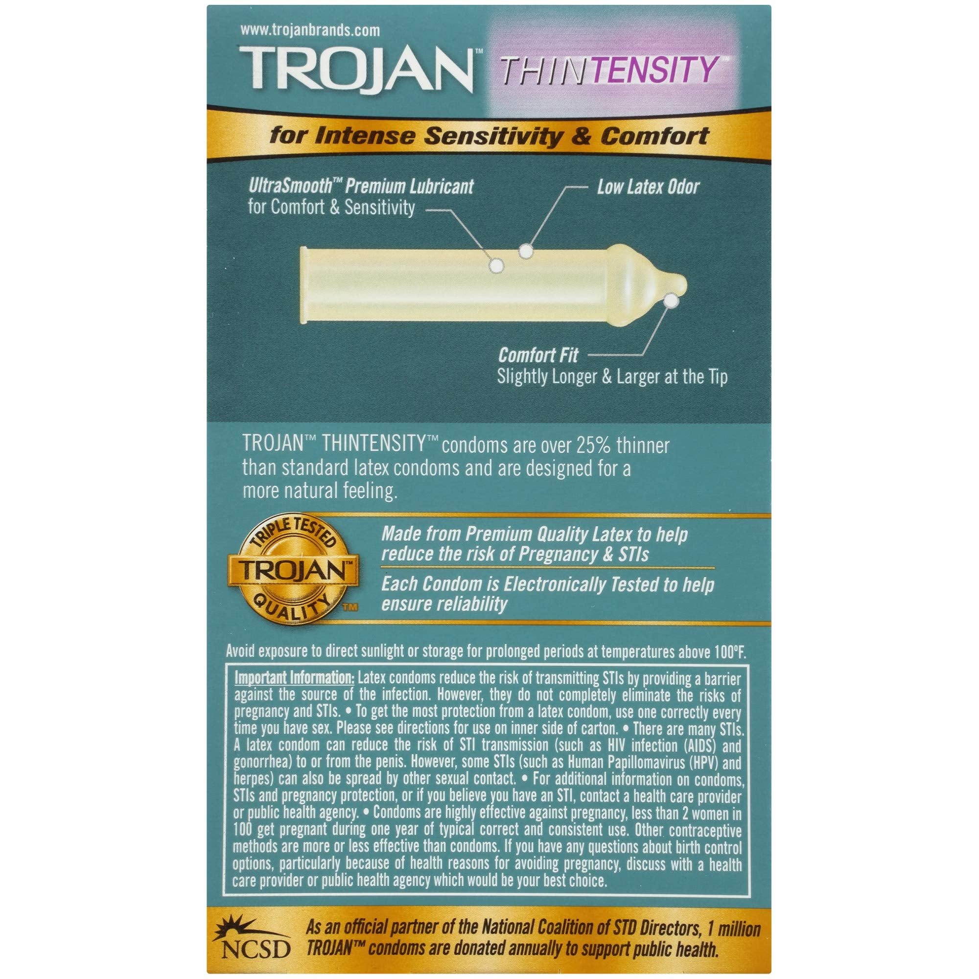 Trojan Thintensity Ultrasmooth Lubricated Condoms - 12 Count
