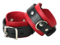 Strict Leather Red and Black Locking Bondage Wrist Cuffs