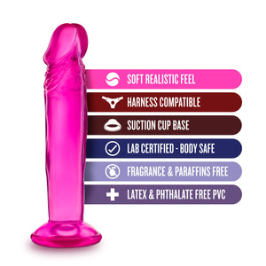 Blush 6.5 Small Dildo - Suction Cup - Strap On Harness Compatible - Dong - Sex Toy For Women - Sex Toy For Adults
