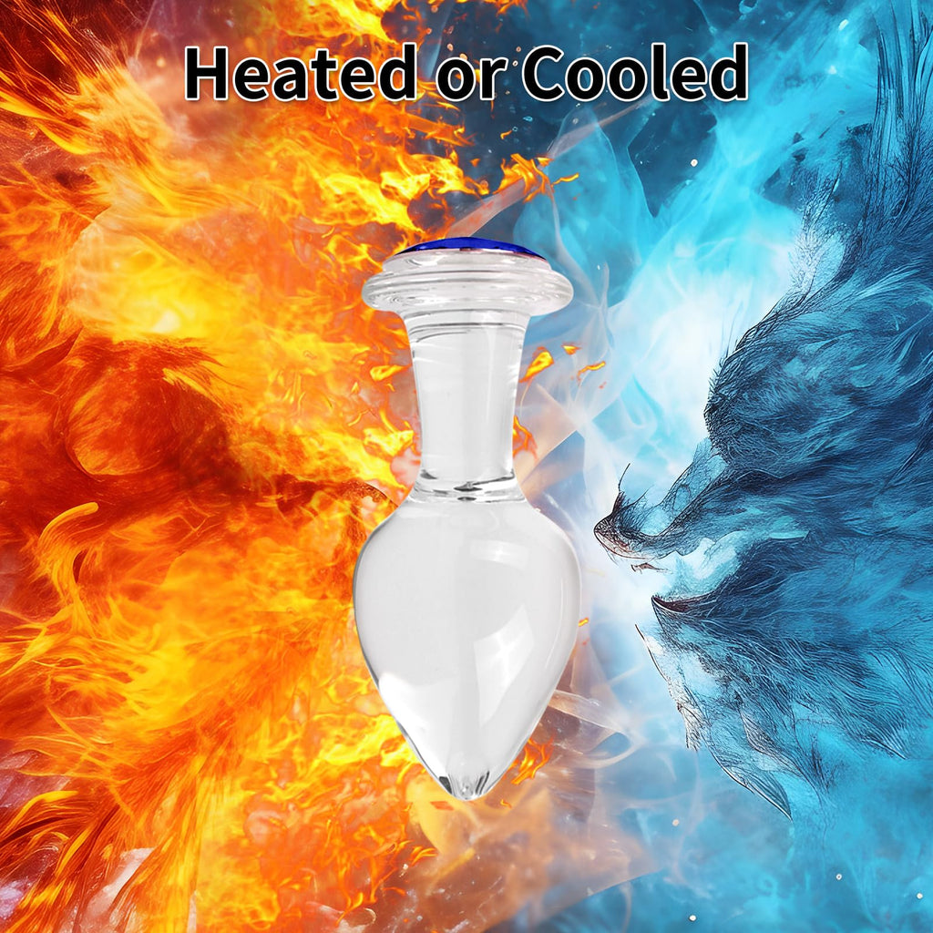 Crystal Glass Anal Plug with Luxury Jewelry Butt Plug Fetish Anus Stimulation Unisex Adult Anal Sex Toy (Blue, M)