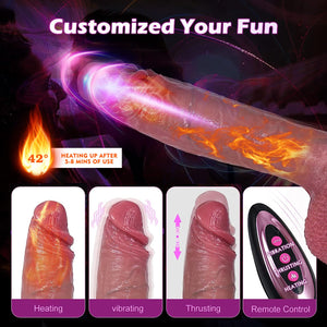 10 Inch Realistic Big Dildo Sex Toys, Large Lifelike Vibrating Dildos with Heating & 9 Vibrations 3 Thrusts for Anal G Spot Stim