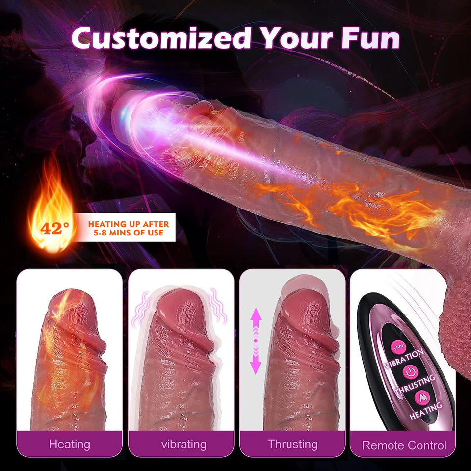 10 Inch Realistic Big Dildo Sex Toys, Large Lifelike Vibrating Dildos with Heating & 9 Vibrations 3 Thrusts for Anal G Spot Stim