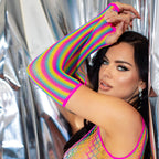 Rainbow Net Arm Warmers. - O/S / Multicolor