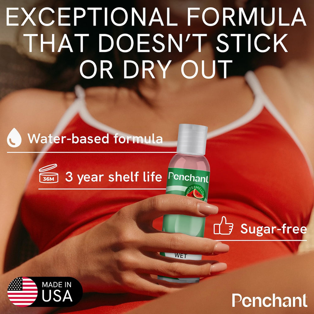 Penchant Water Based Watermelon Flavored Lube for Men, Women and Couples, Personal Lubricant for Sensitive Skin, Unscented, Late