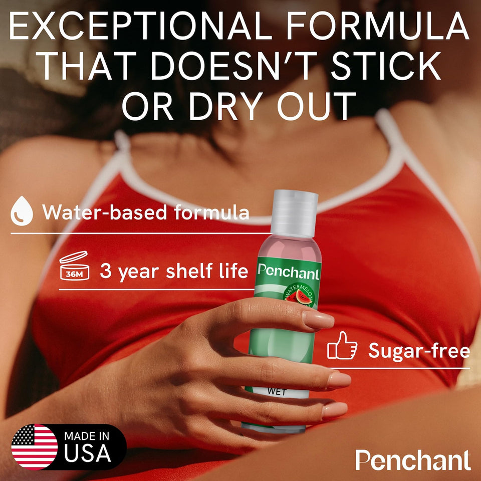 Penchant Water Based Watermelon Flavored Lube for Men, Women and Couples, Personal Lubricant for Sensitive Skin, Unscented, Late