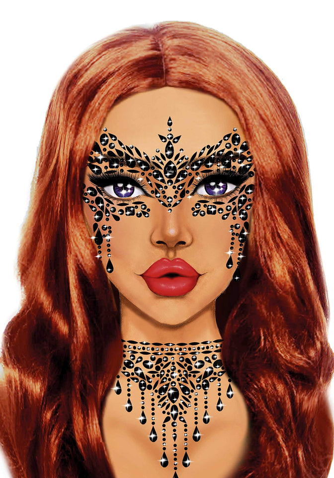 Masquerade Adhesive Face Jewel - O/S / Clear