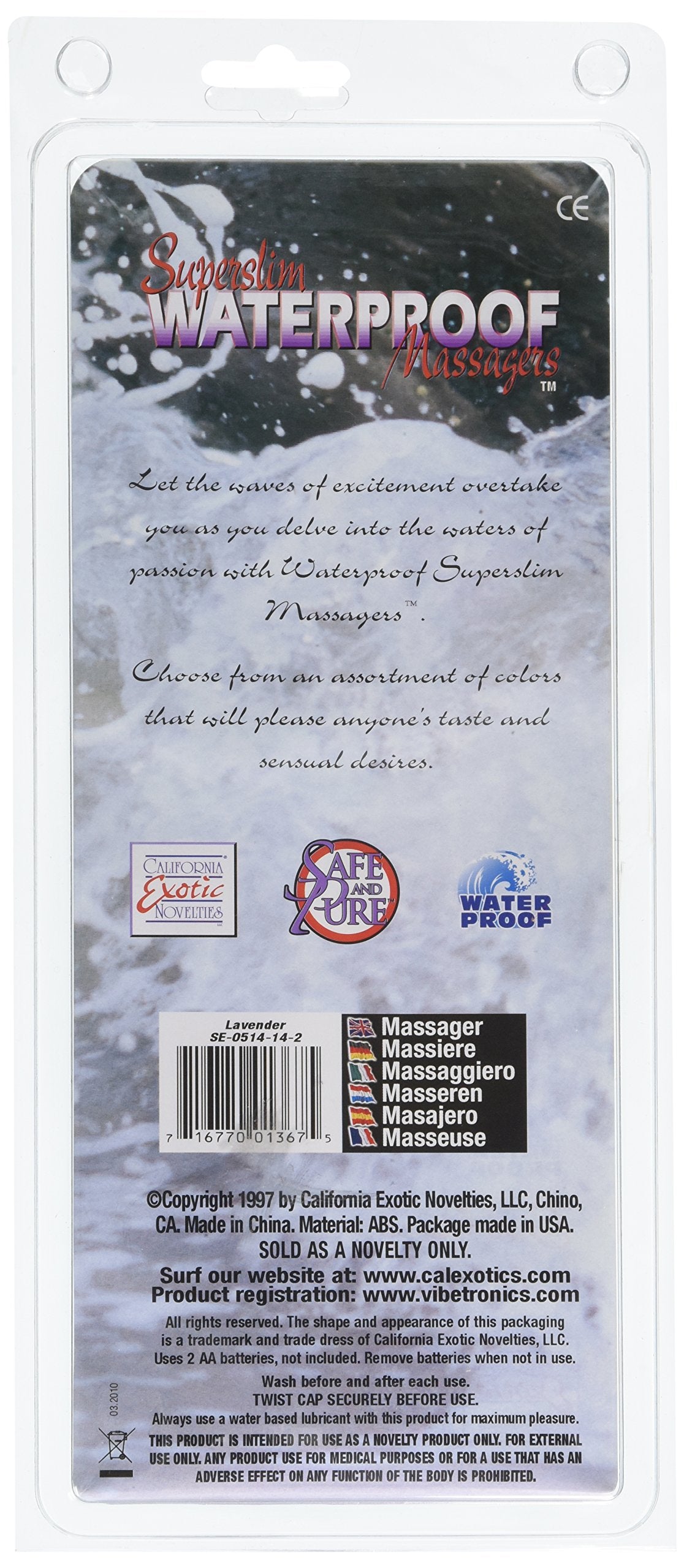 California Exotics Waterproof Super Slim Vibrator, Lavender, 6''