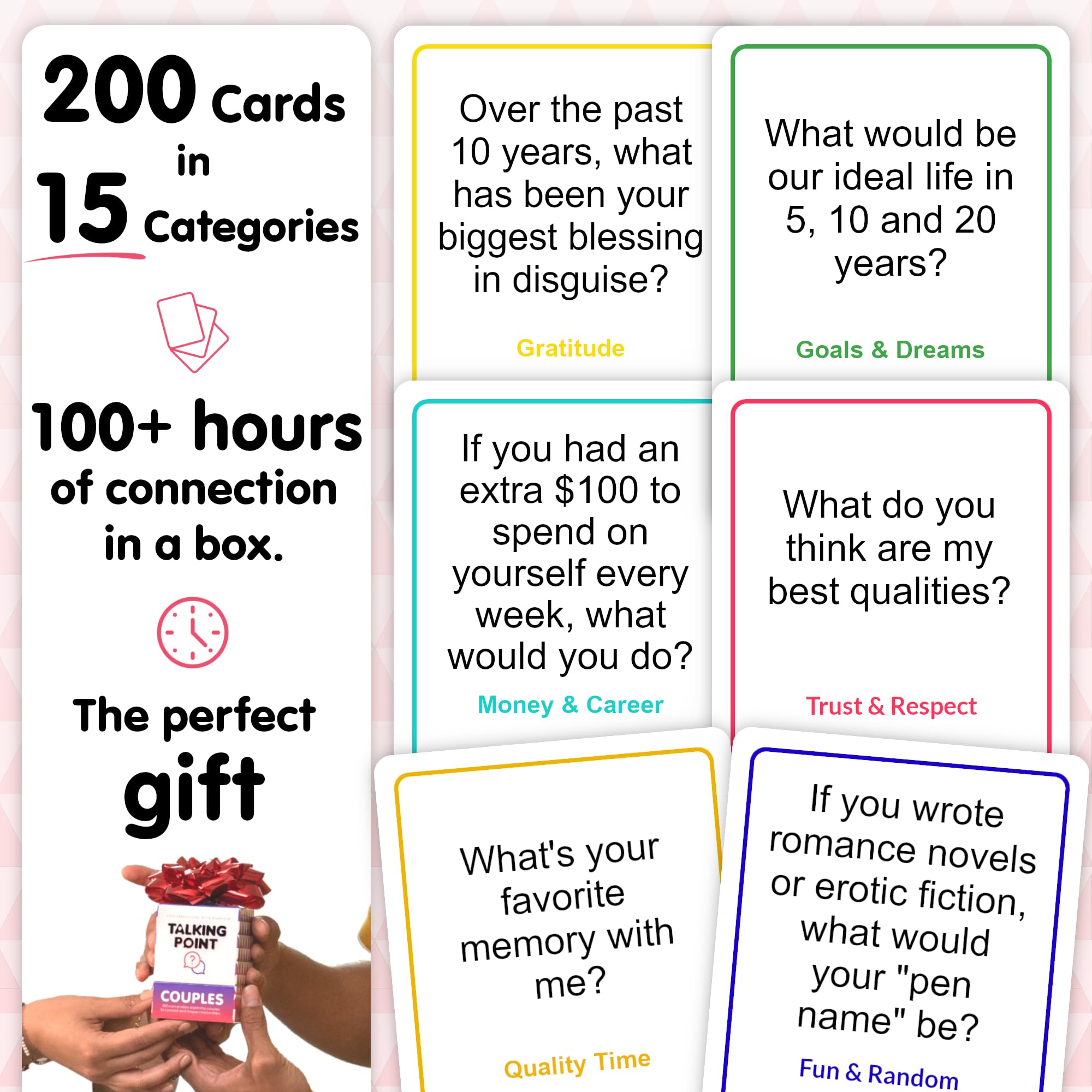 200 Couples Conversation Cards - Enjoy Better Relationships And Deeper Intimacy - Dating Card Game For Adults - Fun Couples Game For Date Night, Valentine Card Games For Couples