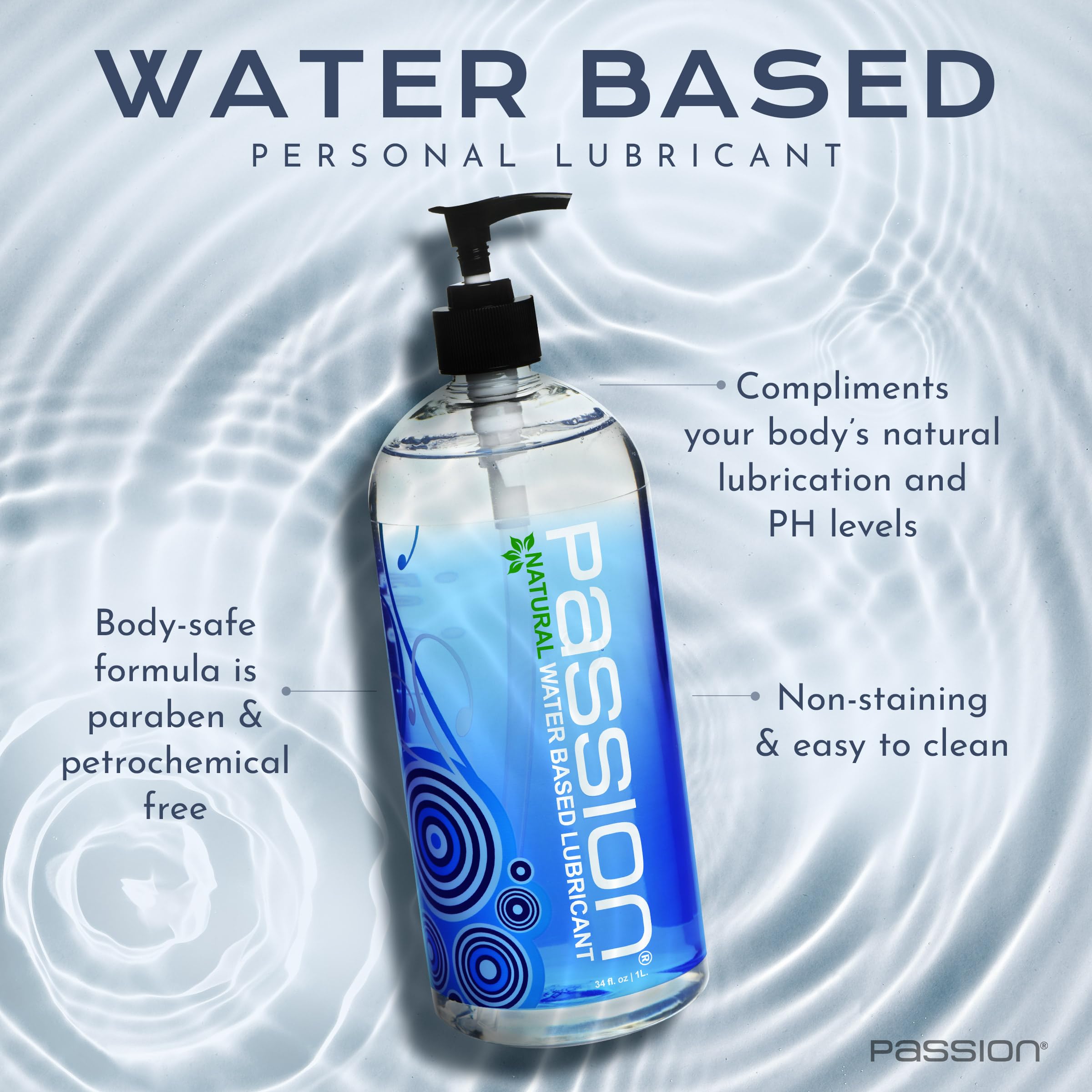 Passion Natural Water-Based Personal Lubricant Twin Pack, Premium, Non-Sticky, Easy-to-Clean Formula for Smooth, Comfortable Use
