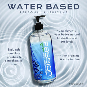 Passion Natural Water-Based Personal Lubricant, 34 Fl Oz - Premium, Non-Sticky, Easy-to-Clean Formula for Smooth, Comfortable Us