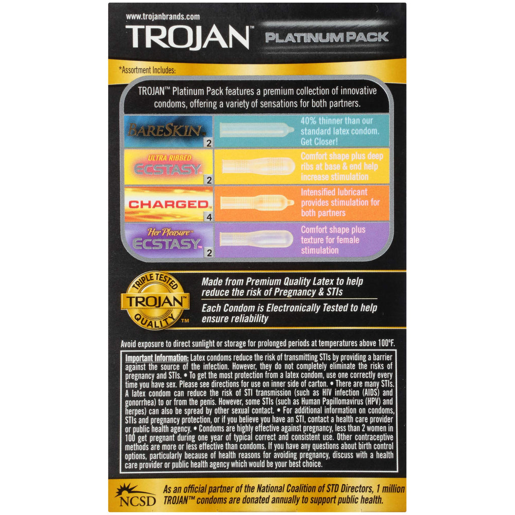 Trojan Platinum Pack Lubricated Condoms, 10Ct