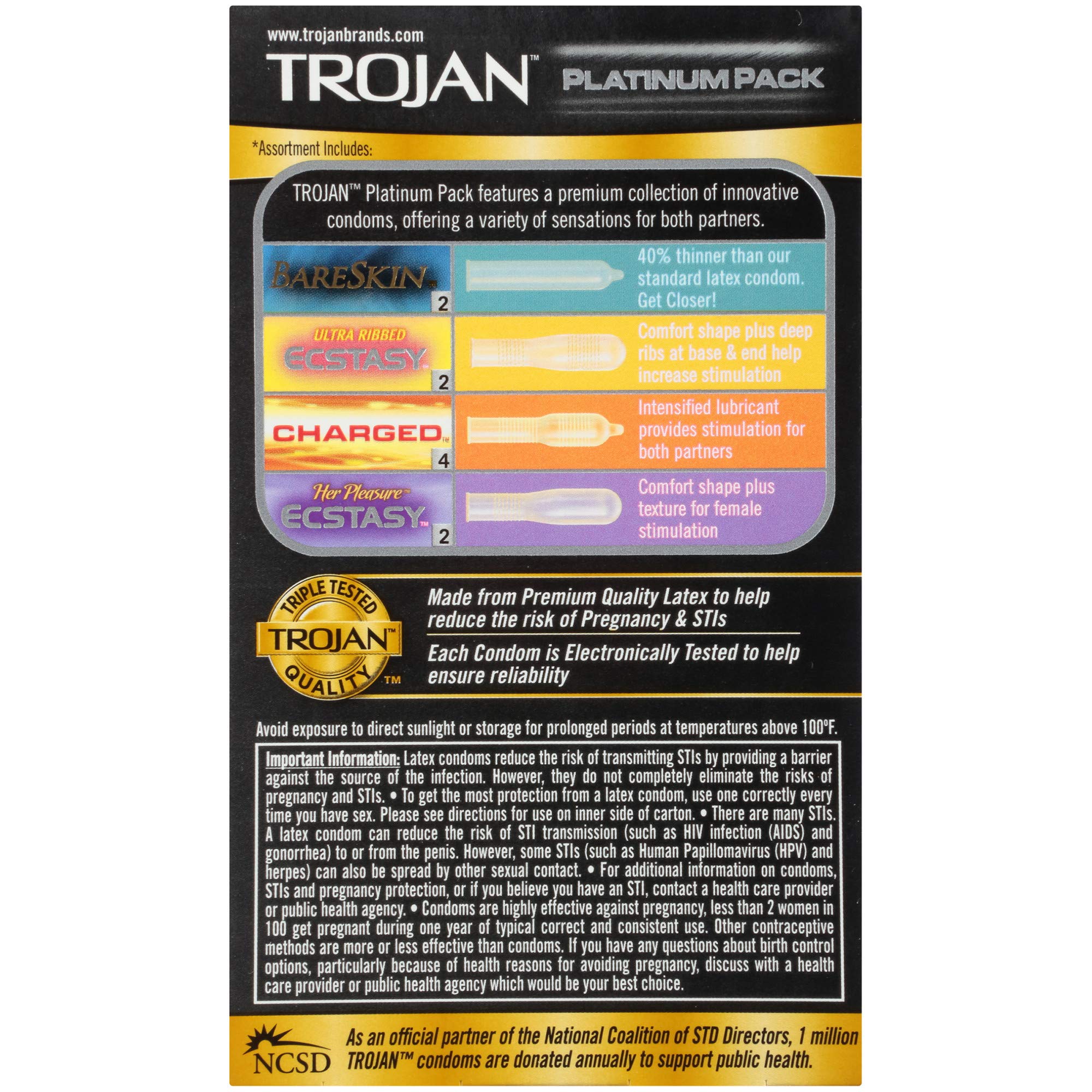 Trojan Platinum Pack Lubricated Condoms, 10Ct