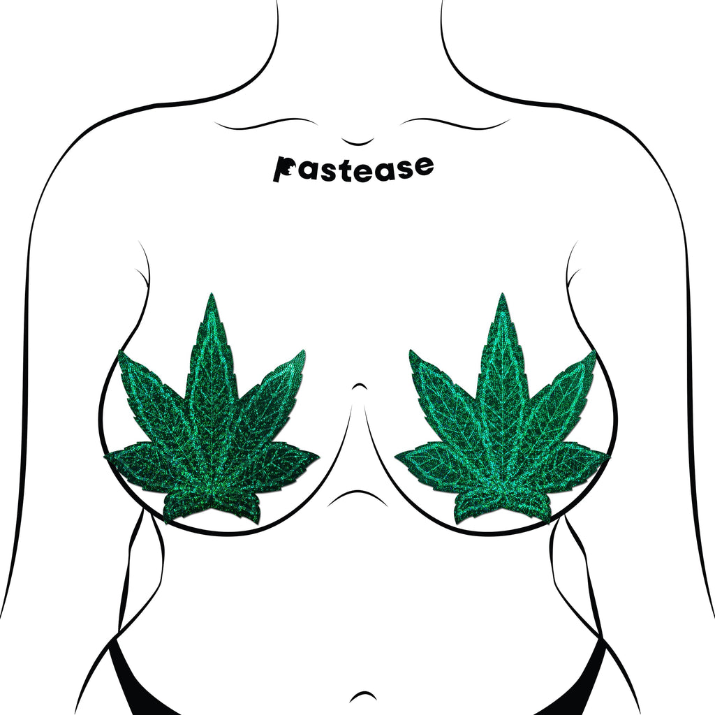 Pastease Pot Leaf Glitter Green Fuller Coverage