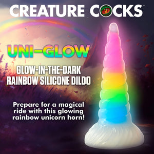 Creature Cocks Uni-Glow Glow In The Dark Rainbow Dildo