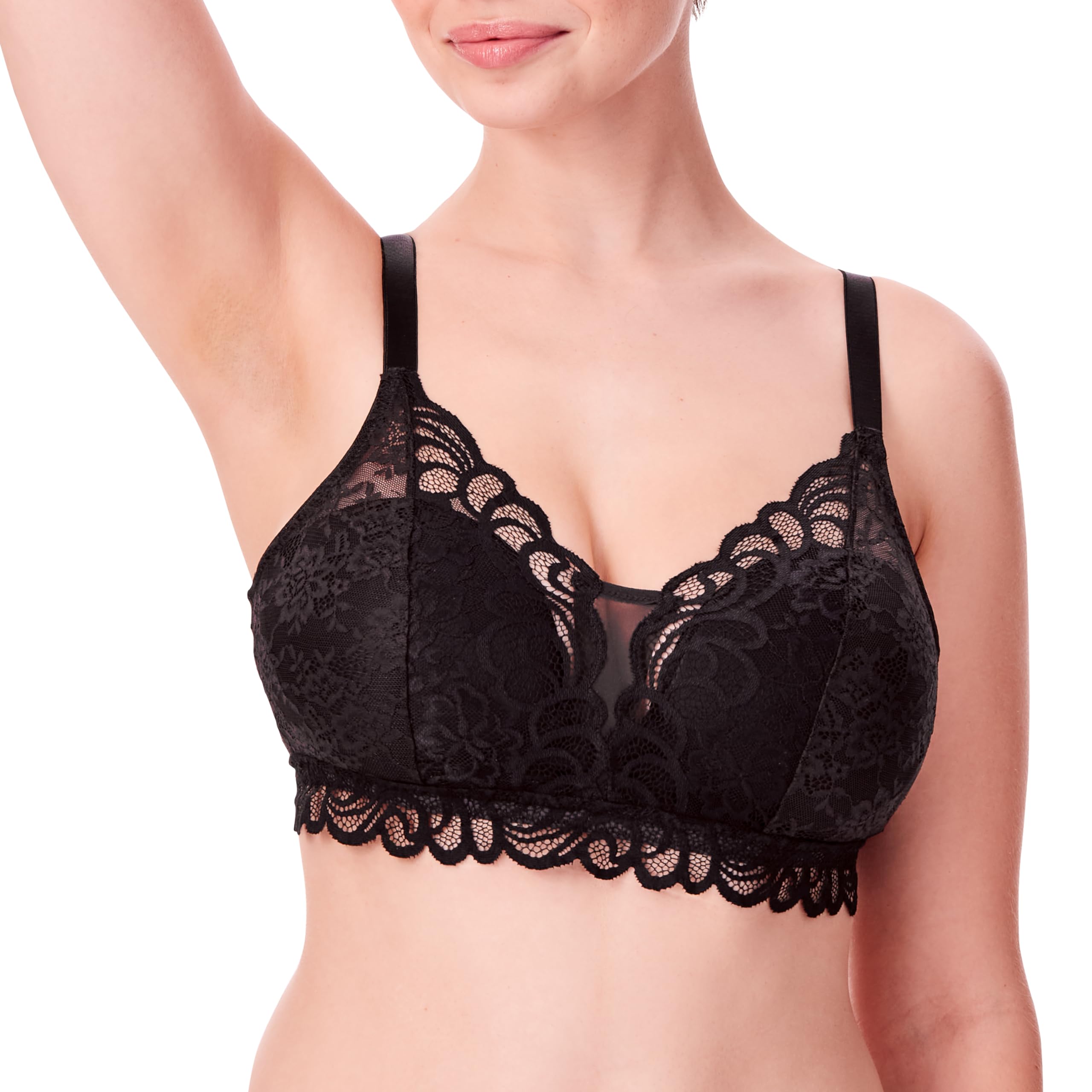 Bali womens Bali Womens Desire All Lace Wirefree Df6591 Full Coverage Bra, Black, 3X-Large US
