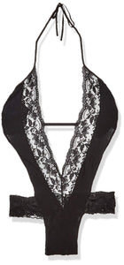 Leg Avenue Deep-V Teddy & Panty Black