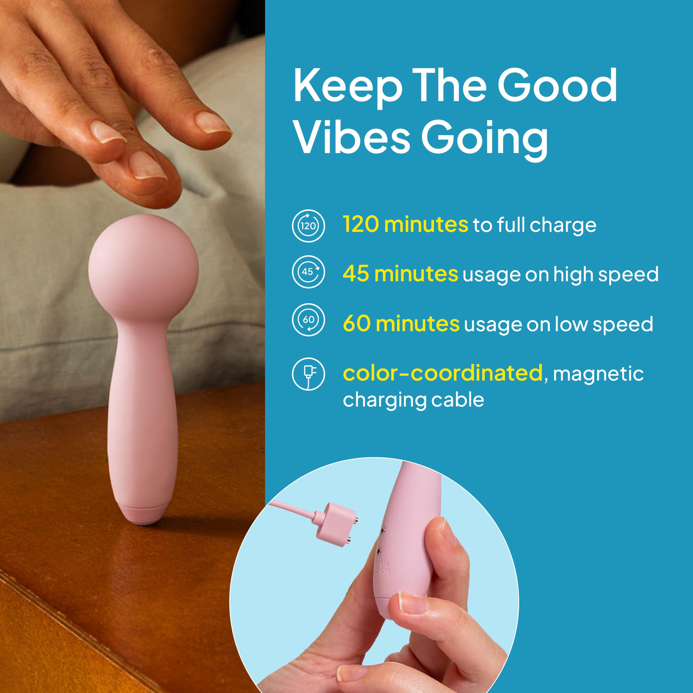 Hello Cake Pocket Wand - Handheld Clitoral Bullet Vibrator for Women with Smooth Silicone Tip - Powerful Travel-Sized Adult Toy