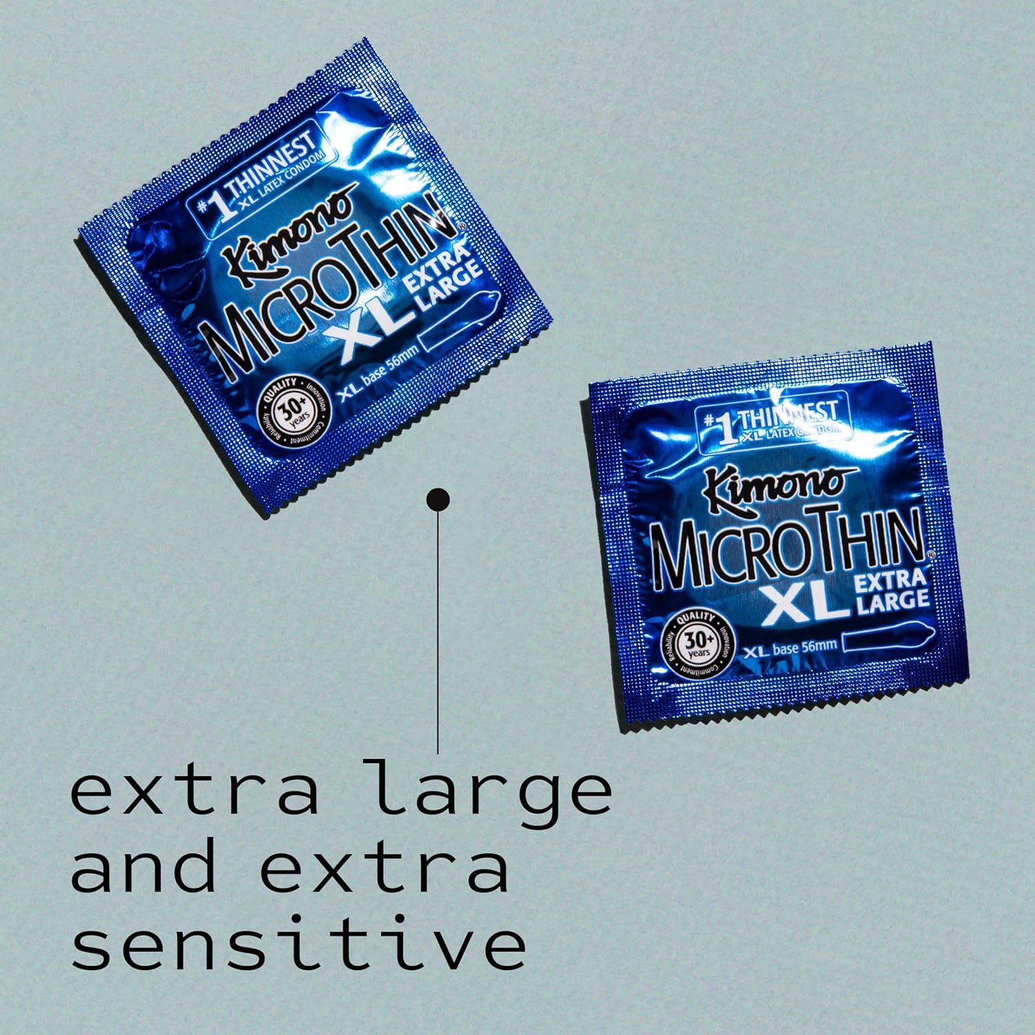 Kimono MicroThin XL, Ultra-Thin Lubricated Condoms, Natural Latex, Vegan-Friendly, No Latex Odor, Extra Thin, Widest-Base - Enha