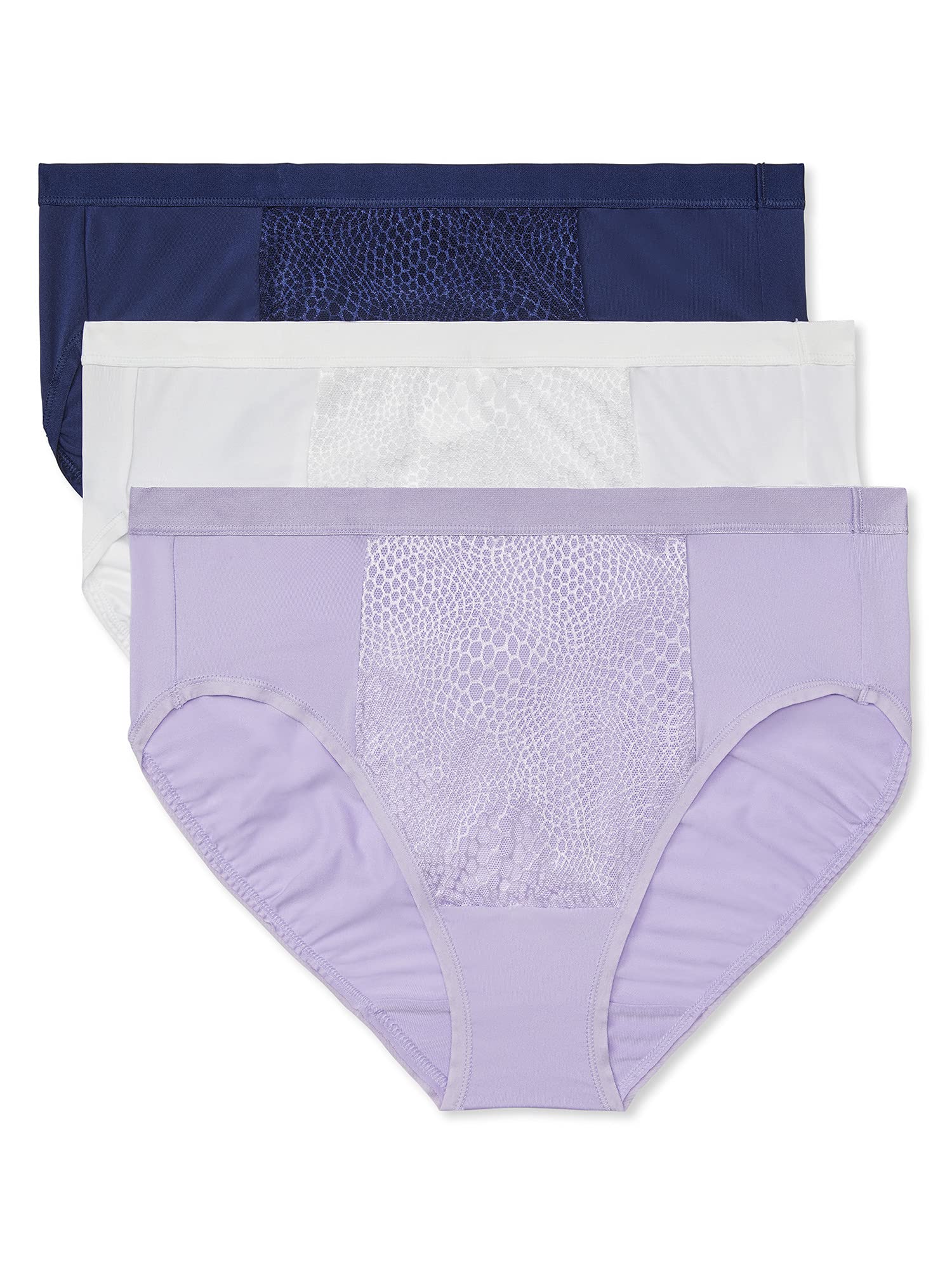 Warners womens Blissful Benefits Tummy Smoothing Hi-cut Panty Underwear, Lavender Macaron White Navy Ink, Medium US