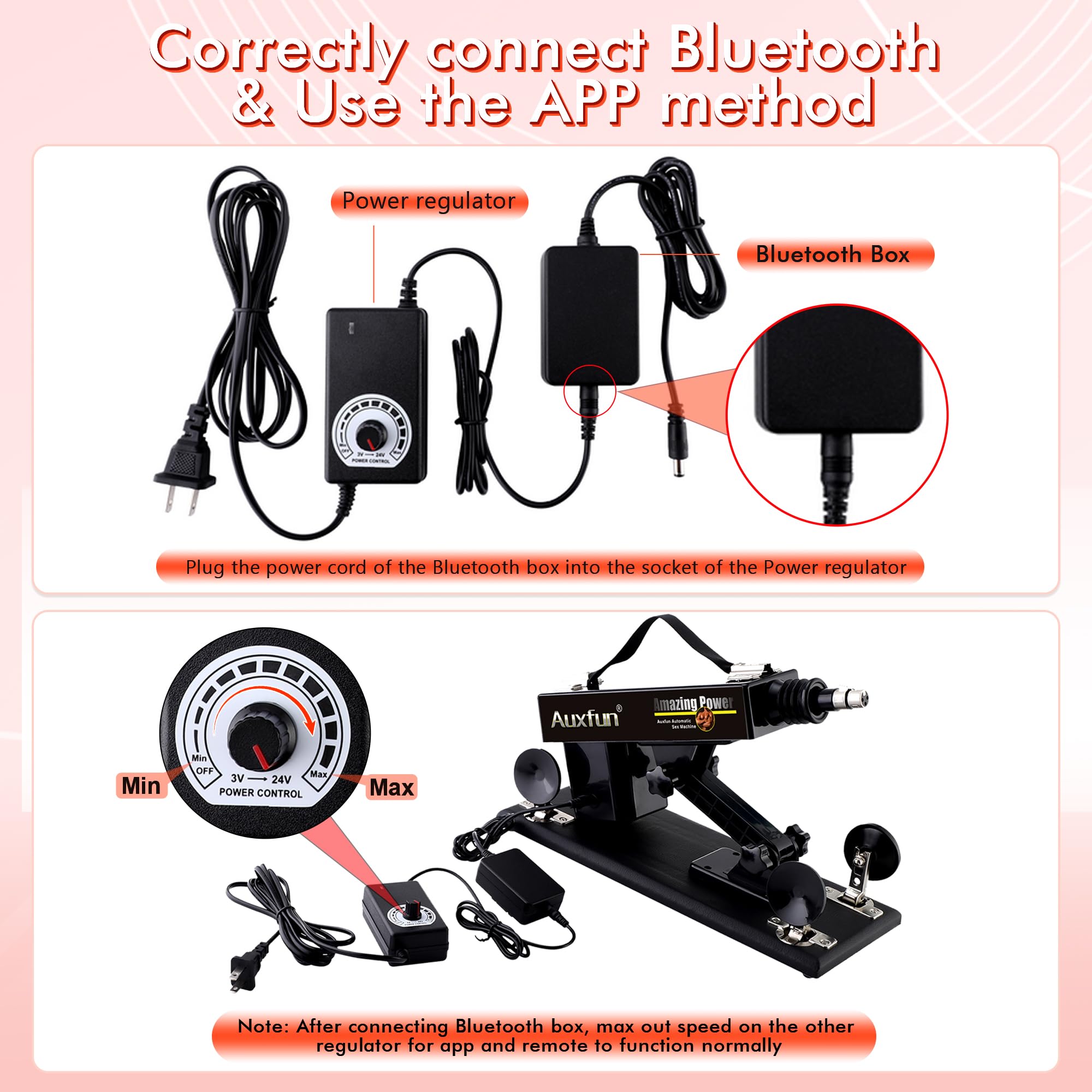 AUXFUN Sex Machine Automatic Love Machine with Remote Control & Graded Dildo,Thrusting Fuck Machine with 3XLR Connector & APP Ju