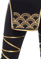 3Pc.Stealth Ninja,Hooded Catsuit,Waist Sash,And Face Mask Large Black/Gold