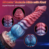 9.7in Huge Fantasy Monster Tentacle Dildo, Large Dragon Horse Thick Anal Knot Giant Big Dog Alien Silicone Knotted Dildo with Su