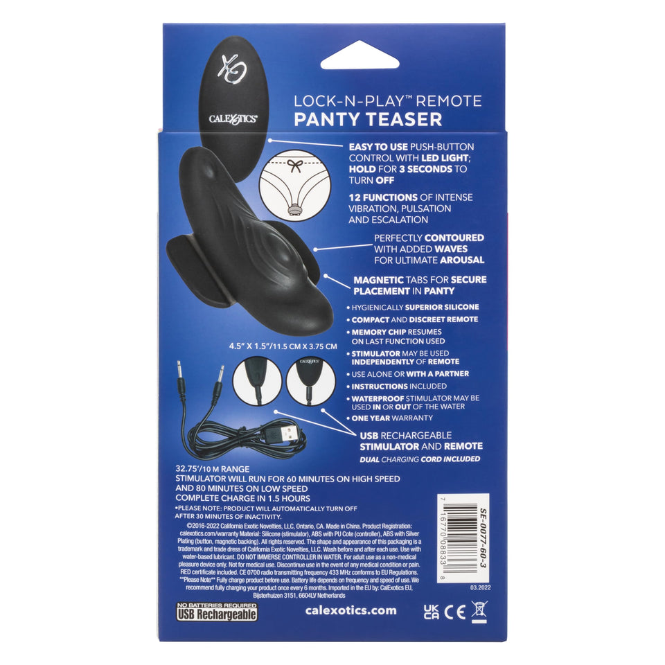 Calexotics Lock-N-Play 10 Function Rechargeable Vibrating Panty Teaser, Black