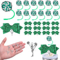 RimCereal 36 Pcs Green Cheerleading Tumbler Accessories, 12 Pcs 10 mm Straw Cover Straw Toppers, 12 Glitter Bows and 12 Cheerlea